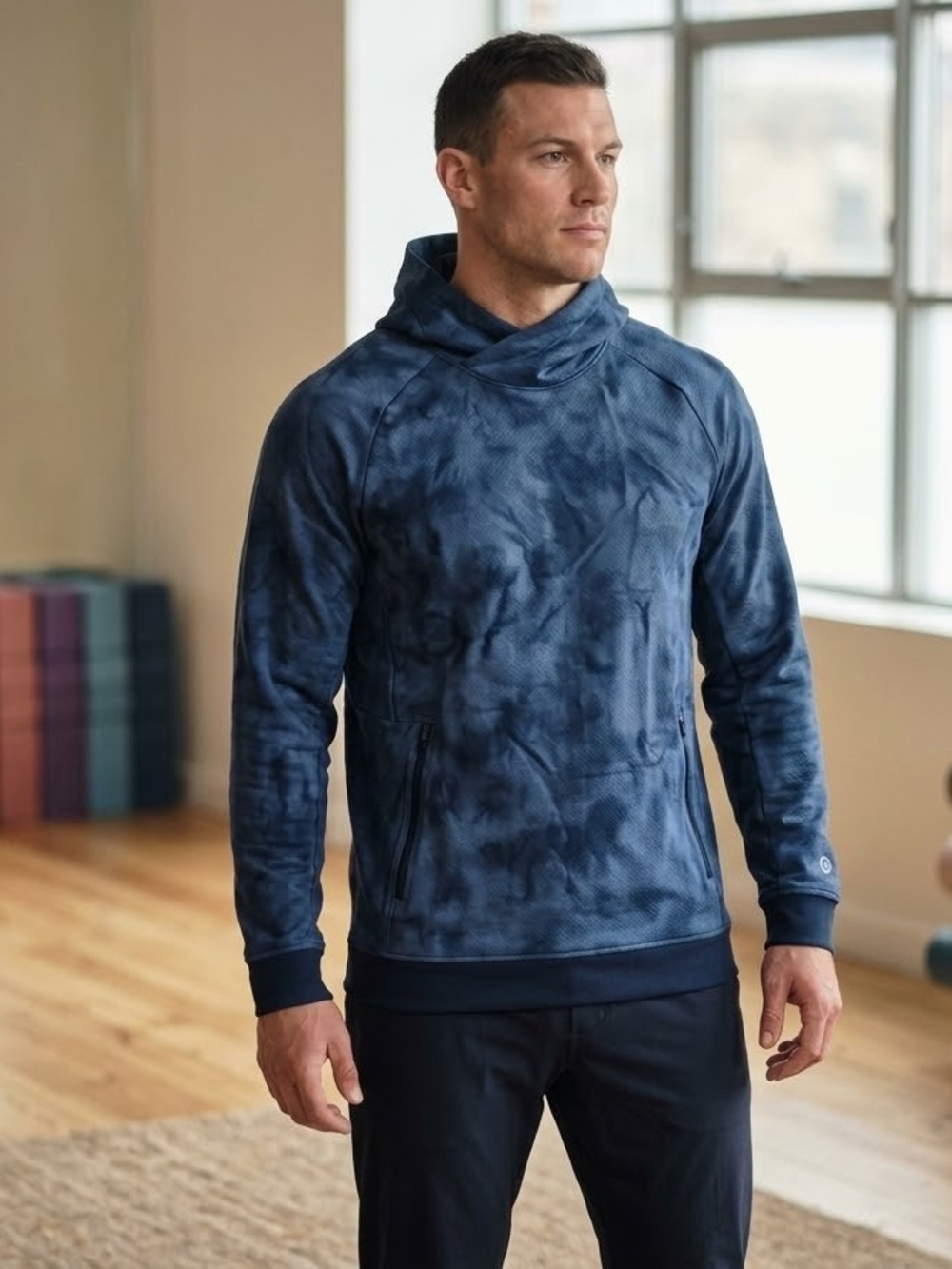 lululemon NWOT - athletica Men's Navy Tie-Dye Hoodie